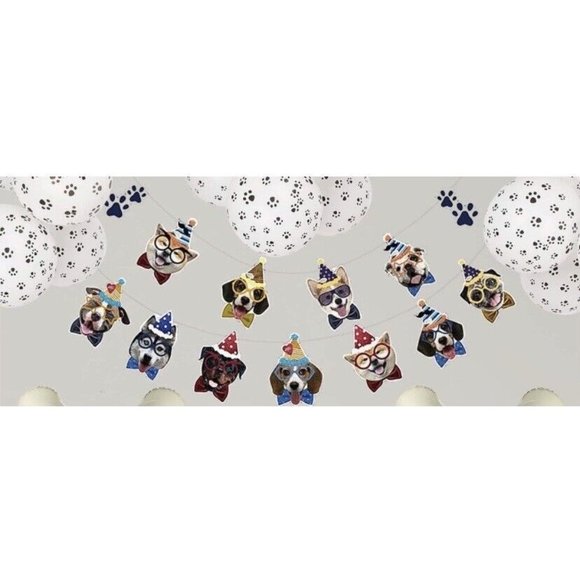 Dog Woof Birthday Party Decor Banner & Balloons - Brand New - Picture 1 of 1